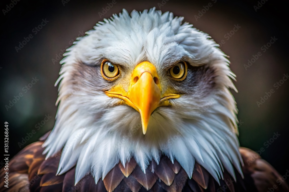 Obraz premium Intense Bald Eagle Portrait: Close-Up Tilt-Shift Wildlife Photography