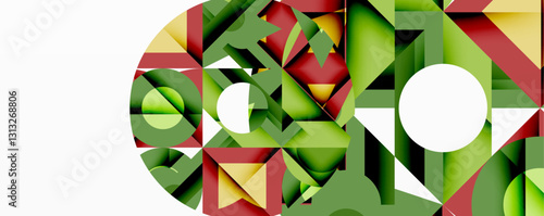 Abstract geometric artwork with interwoven angular and curved shapes, dynamic composition with smooth gradients and bold contrasts