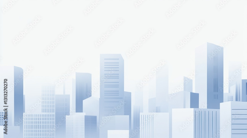 Modern City Skyline, Soft Focus, Digital Art, Background Use Modern City Skyline, Soft Focus, Digital Art, Background Use