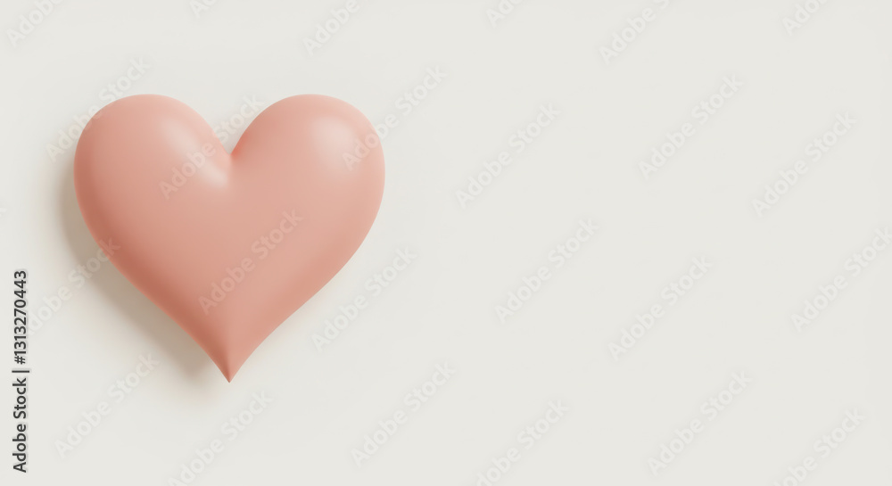 A three dimensional pink heart on a neutral background A three dimensional pink heart on a neutral background