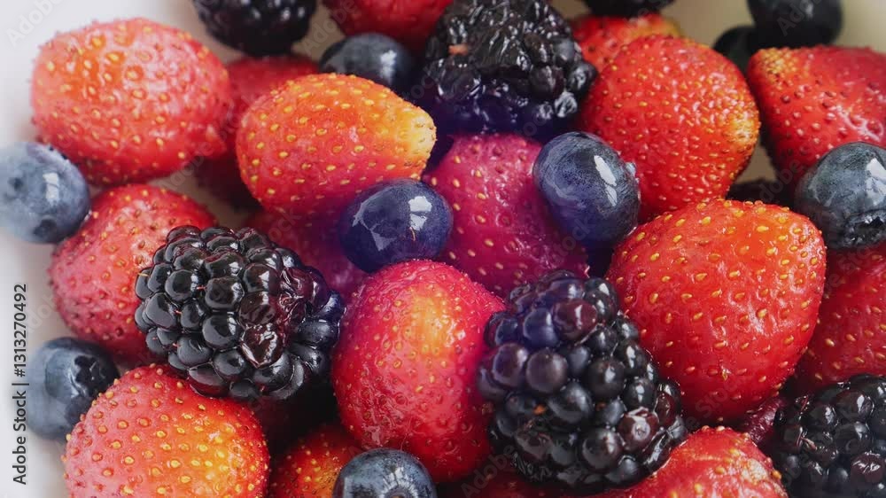 Berries Strawberries blackberries blueberries juicy bright rotating in a circle. Medium plan Berries Strawberries blackberries blueberries juicy bright rotating in a circle. Medium plan