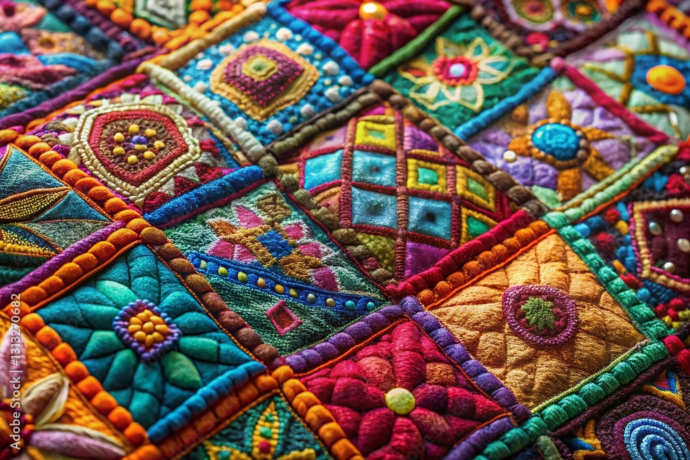 Intricate Patchwork Textile Design: High-Resolution Artistic Texture Intricate Patchwork Textile Design: High-Resolution Artistic Texture