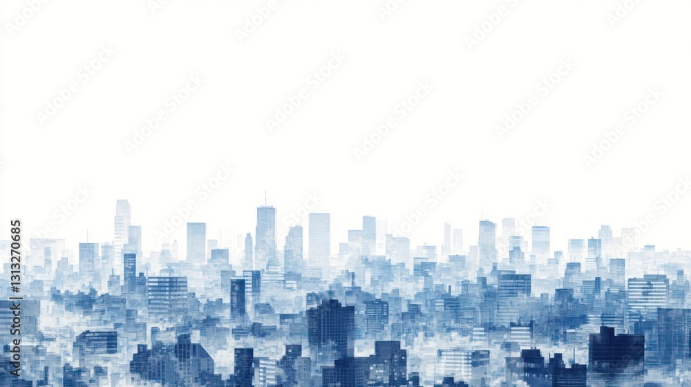 Cityscape Panorama, Misty Day, Urban View, Stock Photo Cityscape Panorama, Misty Day, Urban View, Stock Photo