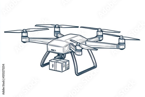 3D line icon of an aerial delivery drone representing modern logistics.