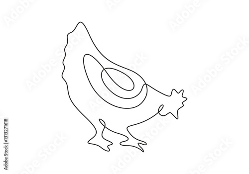 Continuous single line drawing of pet animal chicken concept vector illustration