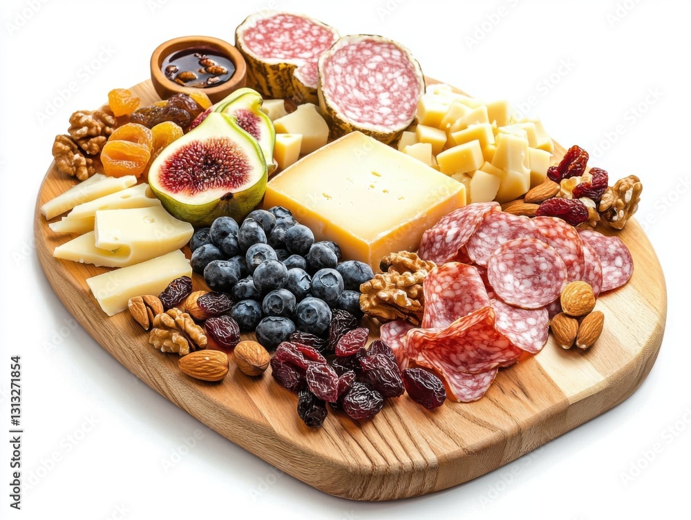 Artisanal cheese board with nuts and dried fruits and dramatic side lighting Artisanal cheese board with nuts and dried fruits and dramatic side lighting