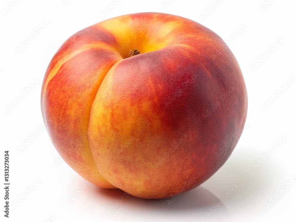 Juicy Ripe Peach Isolated on White Background - Fresh Summer Fruit Stock Photo Juicy Ripe Peach Isolated on White Background - Fresh Summer Fruit Stock Photo