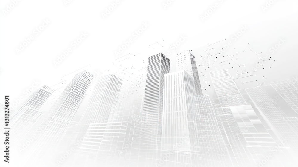 Abstract city skyline, digital art, architectural perspective, background for design Abstract city skyline, digital art, architectural perspective, background for design