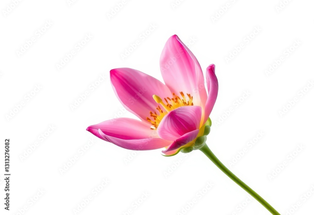 A single vibrant bloom, petals unfurled, isolated on pure white, illustration, blossom A single vibrant bloom, petals unfurled, isolated on pure white, illustration, blossom