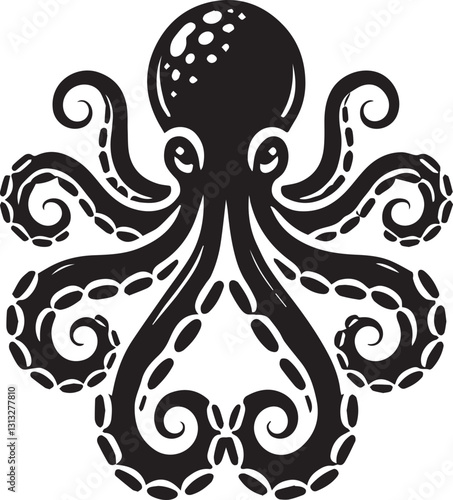 black octopus silhouette vector, octopus logo vector, octopus silhouette vector isolated on white background