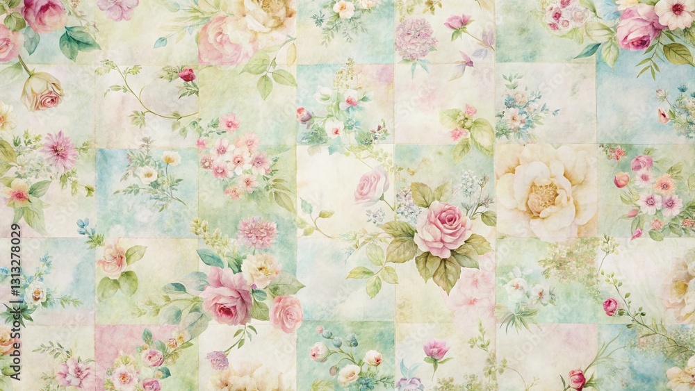 Long Exposure Photo of Patchwork Floral Lined Paper - Delicate Design Long Exposure Photo of Patchwork Floral Lined Paper - Delicate Design