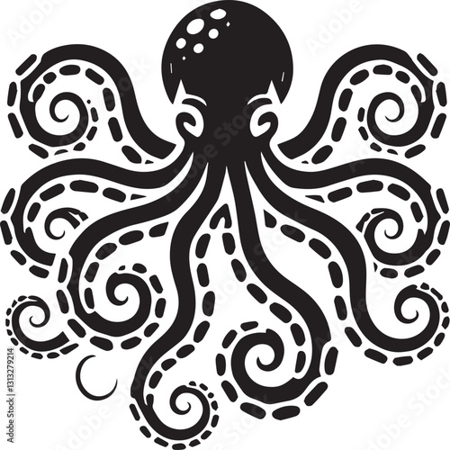 black octopus silhouette vector, octopus logo vector, octopus silhouette vector isolated on white background