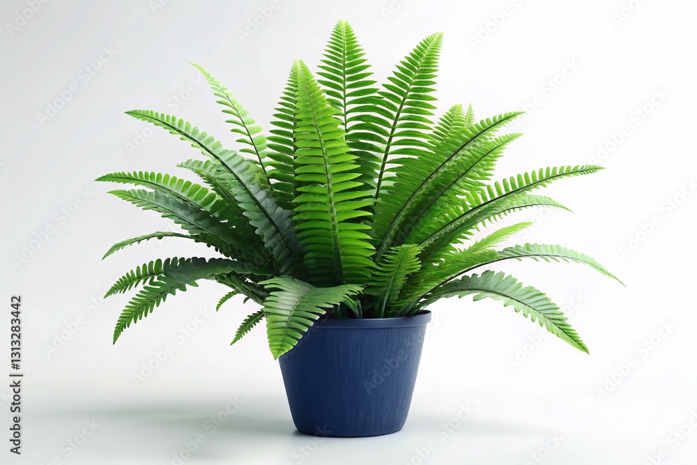 Lush Boston Fern in Modern Pot, Isolated on White - Home Decor Plant Lush Boston Fern in Modern Pot, Isolated on White - Home Decor Plant