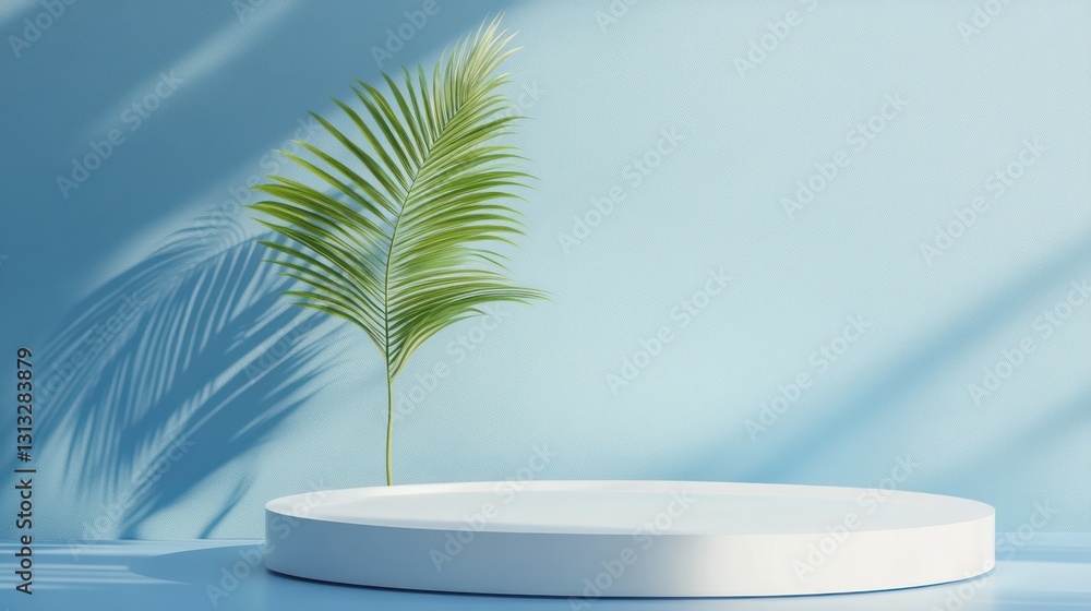 Light and Shadow Display Stand with Palm Leaf Light and Shadow Display Stand with Palm Leaf
