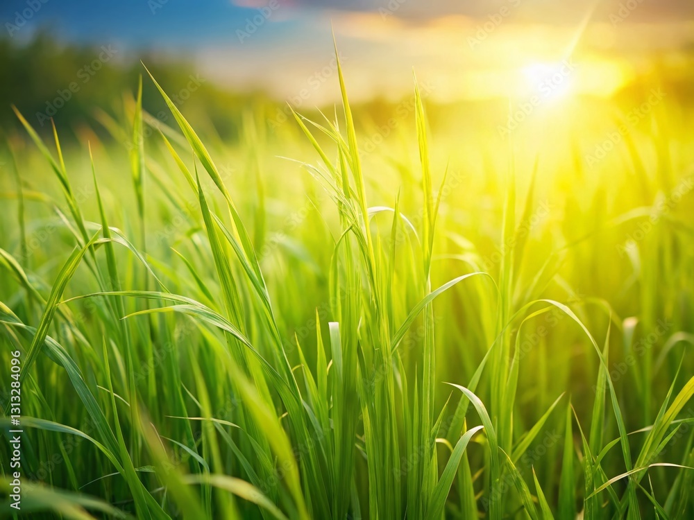 Lush Green Grass Meadow Landscape with Copy Space - Perfect for Nature Backgrounds Lush Green Grass Meadow Landscape with Copy Space - Perfect for Nature Backgrounds