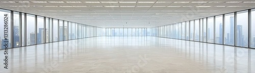 Empty office space with city view  modern interior  for commercial use