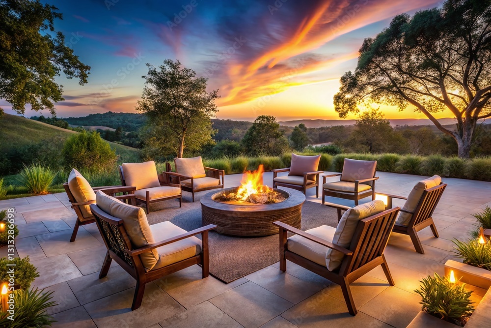 custom made wallpaper toronto digitalLuxurious Outdoor Fire Pit Seating Area - Evening Relaxation
