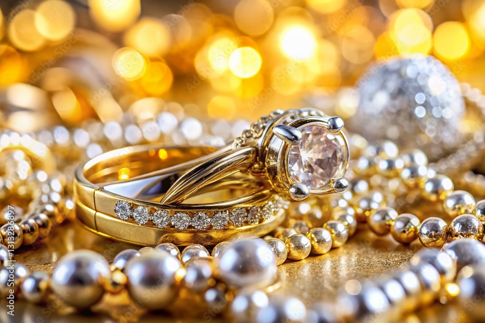 Luxurious Platinum and Gold Jewelry Close-Up: Candid Lifestyle Shot Luxurious Platinum and Gold Jewelry Close-Up: Candid Lifestyle Shot