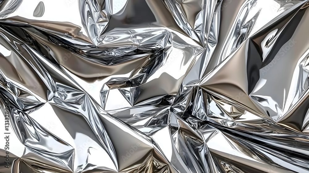 Reflective Chaos_The Intricate Beauty of Crumpled Metallic Foil. Reflective Chaos_The Intricate Beauty of Crumpled Metallic Foil.