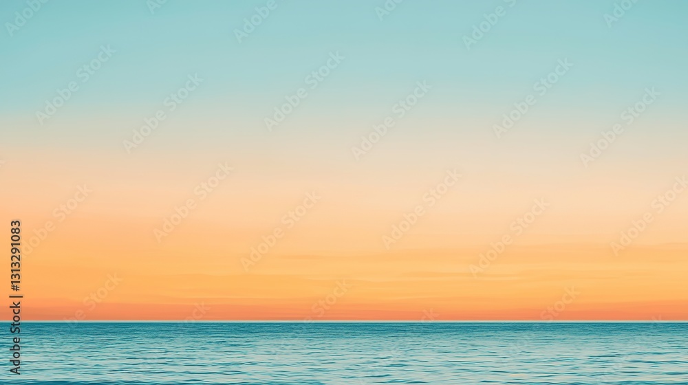 Fototapeta premium Warm and hazy summer afternoon sky over calm ocean seaside landscape serene viewpoint nature concept