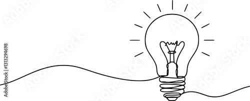 Light bulb one outline line, idea concept, creative of process, continuous line drawing of light bulb, innovations, untangled of problem. Keep it simple business concept, creativity, marketing