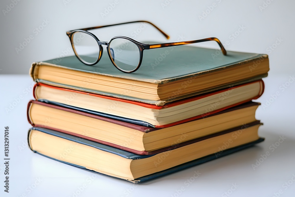 A Stack of Books and Glasses - Knowledge and Wisdom A Stack of Books and Glasses - Knowledge and Wisdom