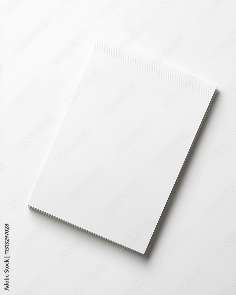 Blank white sheet of paper lying on its side on a clean surface ready for notes or artwork : Generative AI Blank white sheet of paper lying on its side on a clean surface ready for notes or artwork : Generative AI