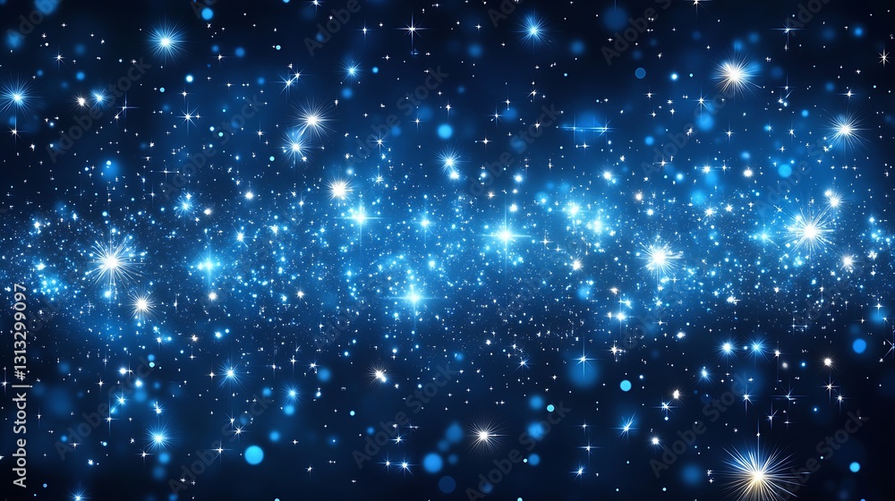Fototapeta premium Vibrant cosmic background filled with sparkling stars and bright light particles in a deep blue sky : Generative AI