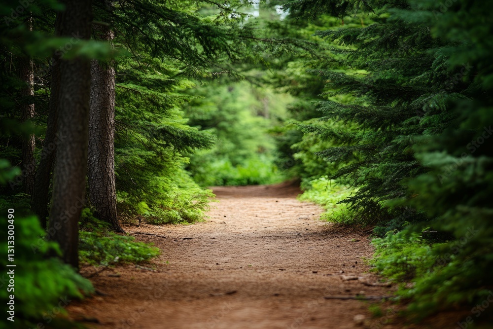 Obraz premium Walk through the majestic pine woodland: the smell of towering evergreens and pine needles in the serene background