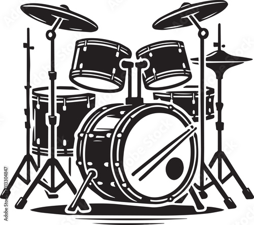 vector illustration of drum, drum silhouette vector, drum vector illustration, drum tree logo vector, drum silhouette vector isolated on white background