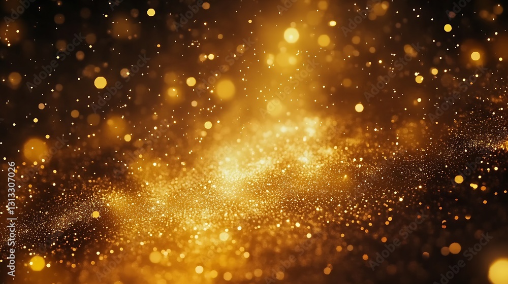 Fototapeta premium Dazzling golden bokeh texture background featuring sparkling particles for creative design and art projects : Generative AI