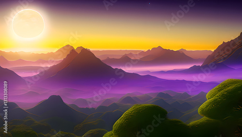 sunrise in the mountains