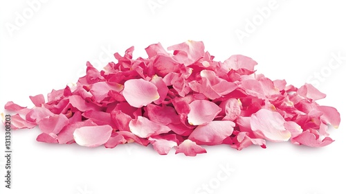 Vibrant pink rose petals artistically scattered to create a romantic and elegant floral display : Generative AI