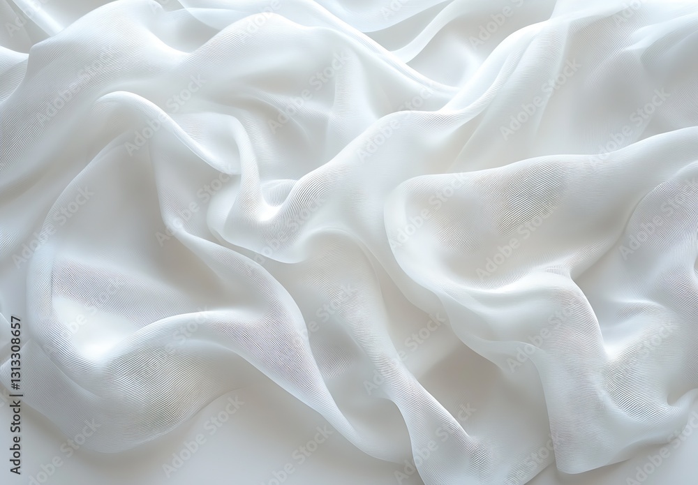 Fototapeta premium Beautiful flowing silk fabric with an elegant smooth texture in soft white shades : Generative AI