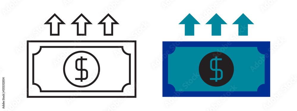 increase revenue icon, Growth arrow isolated on white increase revenue icon, Growth arrow isolated on white