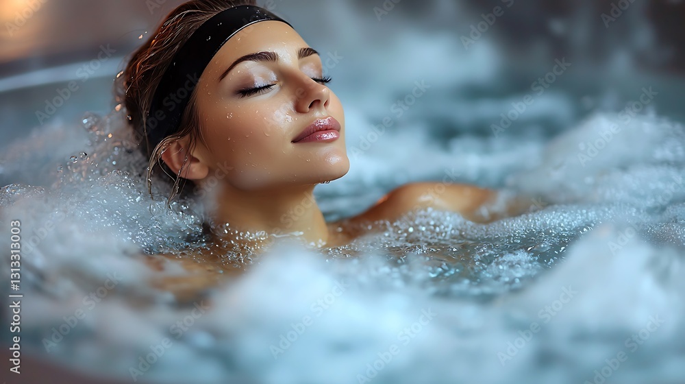Fototapeta premium Woman relaxing in a spa hot tub