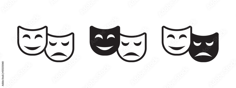 Masquerade icon set, theater mask icon Masquerade icon set, theater mask icon