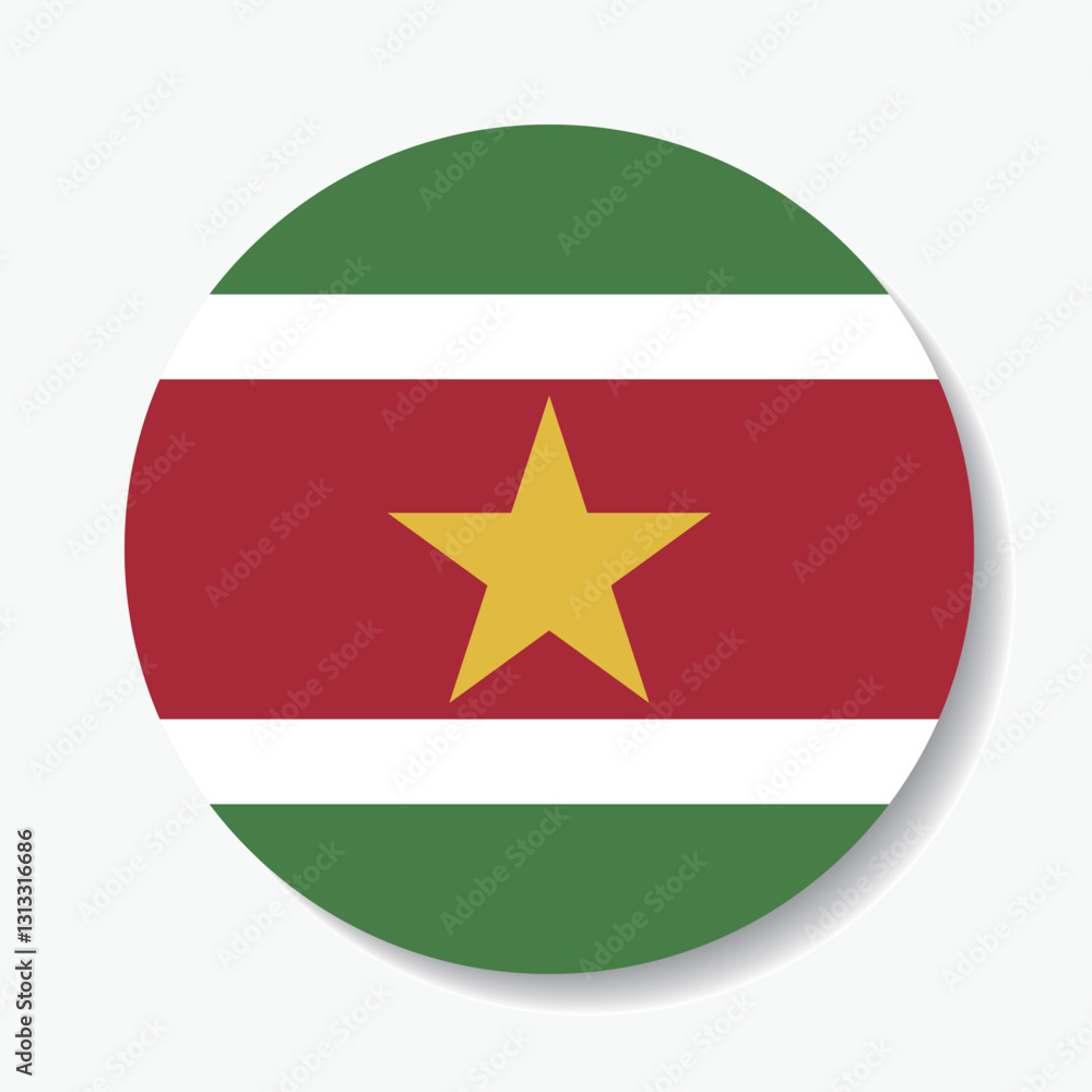 Suriname flag circle icon vector illustration Suriname flag circle icon vector illustration