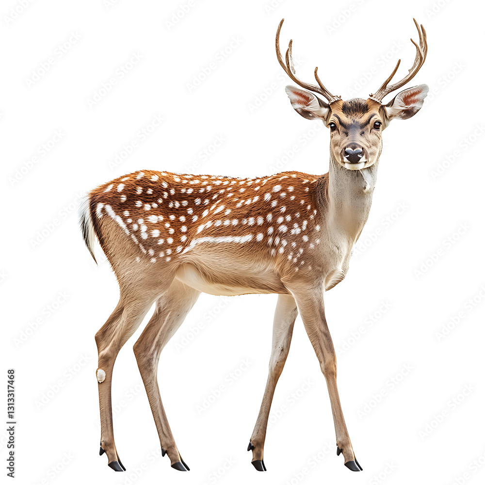 Obraz premium Regal Fallow Deer: A captivating portrait of a majestic fallow deer with striking spotted coat, elegant antlers and a confident gaze.