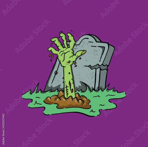 Hand on grave editorial for halloween theme