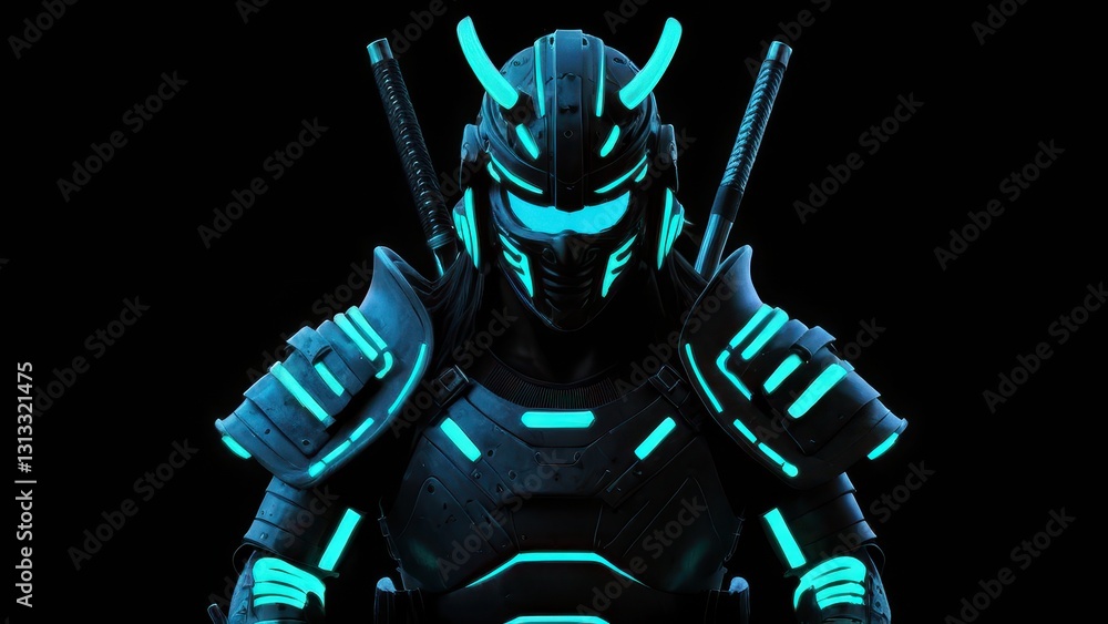 Fototapeta premium futuristic warrior draped in neon armor