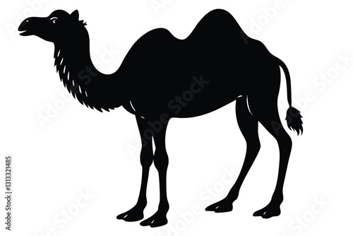 A camel with a black silhouette of a camel