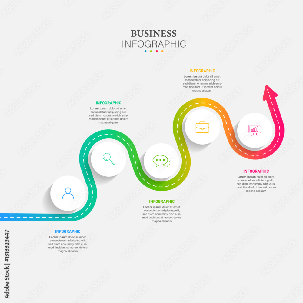 Εκτύπωση καμβά Road infographic timeline with icons, stepwise structure