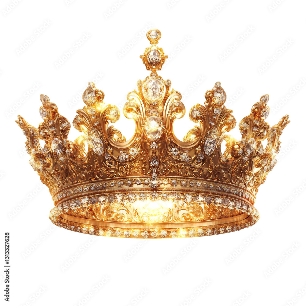 A Celestial Golden Crown Glowing with Divine Energy Isolated on Transparent Background A Celestial Golden Crown Glowing with Divine Energy Isolated on Transparent Background