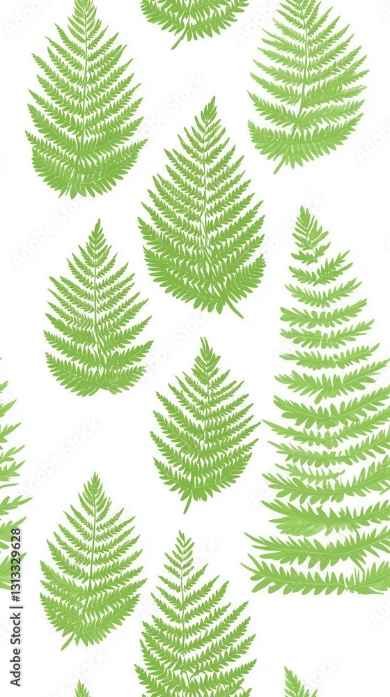 Obraz premium Hand-painted fern leaf pattern showcasing elegant silhouettes against a subtle background for nature lovers
