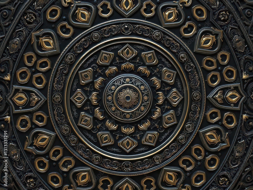 Intricate black & gold circular pattern, ornate design , luxury background, sophisticated Intricate black & gold circular pattern, ornate design , luxury background, sophisticated