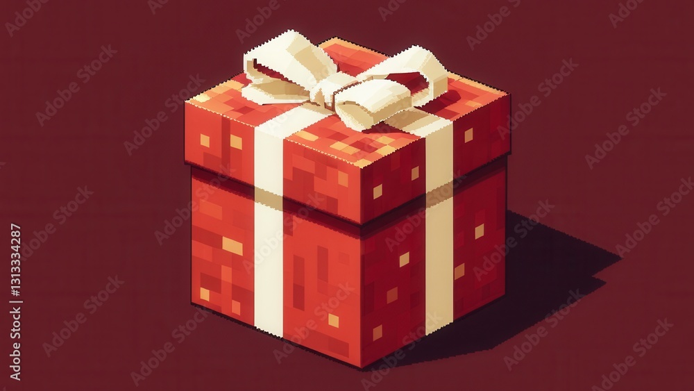 Fototapeta premium a beautifully wrapped pixel art gift box ready for celebration