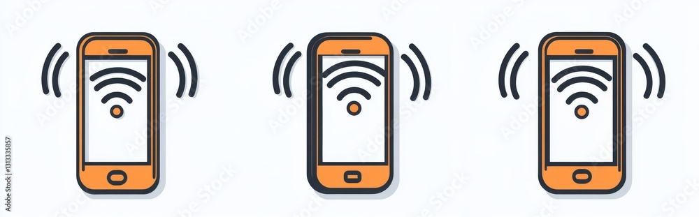 Smartphone vibration icons designed in modern, linear, and silhouette styles Smartphone vibration icons designed in modern, linear, and silhouette styles