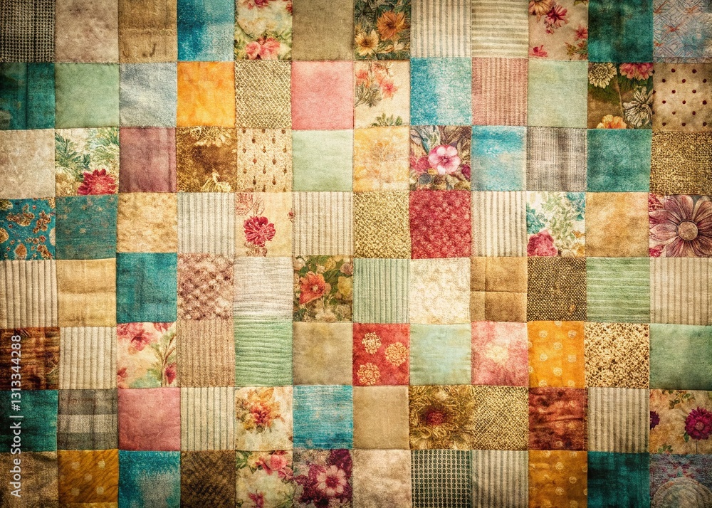 Patchwork Fabric Background with Fade Effect - Copy Space for Text & Design Patchwork Fabric Background with Fade Effect - Copy Space for Text & Design