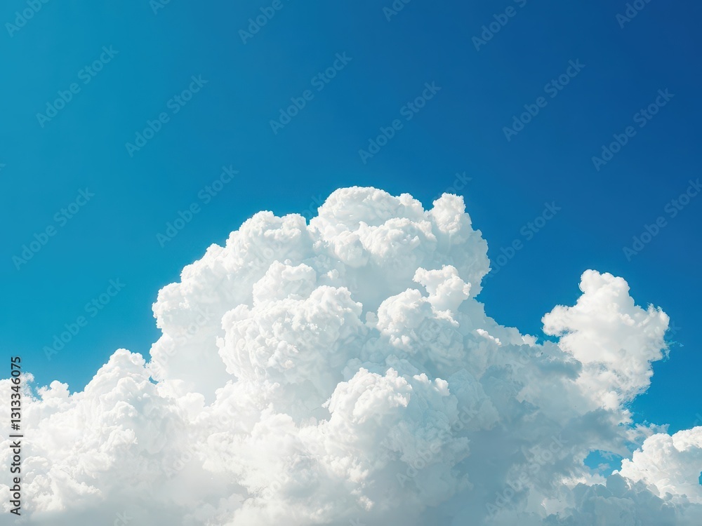 Naklejka premium Abstract fluffy white cloud against vibrant blue sky, weather,ethereal